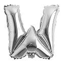 16" inch Single Silver Alphabet Letter number Balloons Aluminum Hanging Foil Film Balloon Wedding Birthday party decoration banner Air Mylar Balloons (16 inch Silver W)