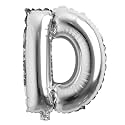 16" inch Single Silver Alphabet Letter number Balloons Aluminum Hanging Foil Film Balloon Wedding Birthday party decoration banner Air Mylar Balloons (16 inch Silver D)