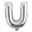 16" inch Single Silver Alphabet Letter number Balloons Aluminum Hanging Foil Film Balloon Wedding Birthday party decoration banner Air Mylar Balloons (16 inch Silver U)