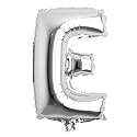 16" inch Single Silver Alphabet Letter number Balloons Aluminum Hanging Foil Film Balloon Wedding Birthday party decoration banner Air Mylar Balloons (16 inch Silver E)