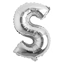 16" inch Single Silver Alphabet Letter number Balloons Aluminum Hanging Foil Film Balloon Wedding Birthday party decoration banner Air Mylar Balloons (16 inch Silver S)
