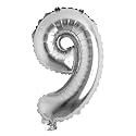 16" inch Single Silver Alphabet Letter number Balloons Aluminum Hanging Foil Film Balloon Wedding Birthday party decoration banner Air Mylar Balloons (16 inch Silver 9)