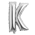 16" inch Single Silver Alphabet Letter number Balloons Aluminum Hanging Foil Film Balloon Wedding Birthday party decoration banner Air Mylar Balloons (16 inch Silver K)