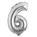 16" inch Single Silver Alphabet Letter number Balloons Aluminum Hanging Foil Film Balloon Wedding Birthday party decoration banner Air Mylar Balloons (16 inch Silver 6)