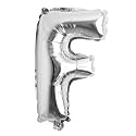 16" inch Single Silver Alphabet Letter number Balloons Aluminum Hanging Foil Film Balloon Wedding Birthday party decoration banner Air Mylar Balloons (16 inch Silver F)