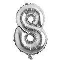 16" inch Single Silver Alphabet Letter number Balloons Aluminum Hanging Foil Film Balloon Wedding Birthday party decoration banner Air Mylar Balloons (16 inch Silver 8)