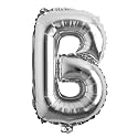 16" inch Single Silver Alphabet Letter number Balloons Aluminum Hanging Foil Film Balloon Wedding Birthday party decoration banner Air Mylar Balloons (16 inch Silver B)