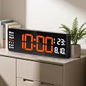 16" Large Digital Wall Clock with Remote Control, Large Display LED Clock for Classroom, Bedroom, Living Room, Gym, Office, Garage with Date, Week, Alarm, Temp, Night Light