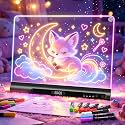 16" Rechargeable Led Drawing Board for Kids, 9-Color Neon Glow Drawing Tablet, Light Up Acrylic Dry Erase Board, Lumiboard Built-in Stand, Gift Toys for Kids/Girls/Grandkids, 8 Markers & Tracing Book