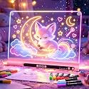 16" Rechargeable Led Drawing Board for Kids, 9-Color Neon Glow Drawing Tablet, Light Up Acrylic Dry Erase Board, Lumiboard Built-in Stand, Gift Toys for Kids/Girls/Grandkids, 8 Markers &amp; Tracing Book
