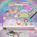 16" Rechargeable Led Drawing Board for Kids with 13 Light Effect, Glow Doodle Acrylic Dry Erase Board-Built-in Stand, Light Up Drawing Tablet for Kids, Gifts for Girls/Teen, 7 Markers(White)