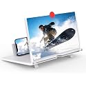16" Screen Magnifier,3D HD Mobile Phone Magnifier Projector Screen Enlarger for Movies, Videos, and Gaming,Foldable Cell Phone Stand with Screen Amplifier,Supports All Smartphones (White 16inch)