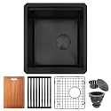 16" X 18" Black Undermount Bar Sink Offset Drain with Workstation