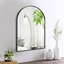 Black Arched Mirror 16x20in, Metal Framed Bathroom Vanity Wall