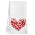 16" x 24" Funny Kitchen Towels - Red Heart - Funny Dish Towels for Kitchen, Decorative Hand Towels for Western Bathroom, Rustic Western Kitchen Decor &amp; Valentine's Day Gift （2Pcs）- A01