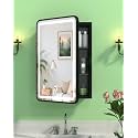 16"x24" Bathroom Medicine Cabinet Mirror with Storage and Light, Left Hinge