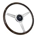 16'' Classic 9 Bolt Riveted Wood Steering Wheel w/Horn Button
