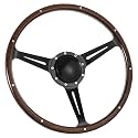 16'' Classic 9 Bolt Riveted Wood Steering Wheel w/Horn Button