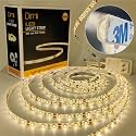 16.4FT Warm White LED Strip Lights, Soft White 300 LEDs 3000K Waterproof Light Strip LED Lights for Bedroom, Kitchen Cabinets, Living Room, ETL Adapter Included (3000K Warm White, 16.4FT)