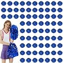 16/60/100PCS Pom Poms Cheerleading Metallic Foil Cheer Pom Poms with Plastic Handles, Cheerleader Pom Poms for Cheering Squad Team Spirited Sports Game Dance Party