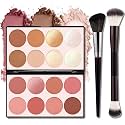 16 Color Contour Palette Makeup with 2 Brushes - Blush Highlighter Bronzer All-in-One Makeup Palette Contour Set - Face Cosmetics Gift, Holiday Beauty for Women (SET2)