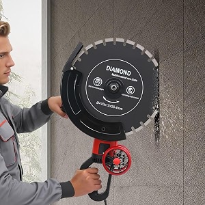 monstech 1634 electric concrete saw 5500w wall chaser concrete cutter adjustable 6534 cutting depth with water line water pump blade for porcelain brick concrete wall granite marble cutting