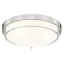 16 Inch Flush Mount Ceiling Light,White Frosted Glass,Nickel