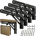 16 Inch Folding Shelf Brackets 4 Pack - 90° Lock Wall Mounted Collapsible