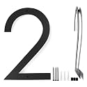 16 Inch House Numbers Stainless Steel for Outside Extra Large Floating House Numbers, Matte Black Steel 16'' Address Number 2