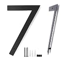 16 Inch Metal House Numbers for Outside, Extra Large Address Numbers for House, Floating House Number Matte Black Steel 16'' Large House Numbers 7