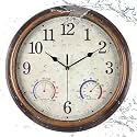 16 inch Outdoor Wall Clock, Plastic Waterproof Wall Clock with Temperature, Water Resistant Outdoor Clocks for Patio Garden