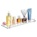 16-Inch Pink Glass Bathroom Shelf, Floating Shelf for Wall