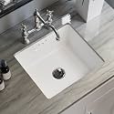 16 Inch Rectangle Undermount Bathroom Sink, Los Flexi 16" x 14″ Small Rectangular White Ceramic Lavatory Basin with Overflow, Under Counter Vanity Sink, Easy Installation