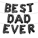 16 Inches Best Dad Ever Balloons Hanging Banner Decorations, Black Aluminum Foil Letter Balloons for Father’s Day, Birthday, Baby Shower, and Daddy-to-Be Party Supplies