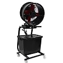 16″ Industrial Misting Fan,5300 CFM High Velocity Floor Fan with 90° Oscillation,3-Speed & Adjustable Mist,110V with Wheels for Warehouse,Garage,Patio (Black)