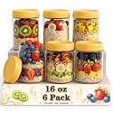 16 oz Glass Jar with Lid, Overnight Oats Jars, Spice Containers, Yellow
