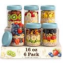 16 oz Glass Jars with Airtight Lid, Overnight Oats Container, Mason Jars
