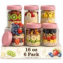 16 oz Overnight Oats Containers with Lids, Wide Mouth Mason Jars with Lids