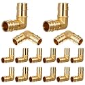 16 Pack 1"x1" 90 Degree Elbow, Brass PEX A Expansion Fitting