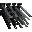 16 Pack - 16 inch Black Hidden L Shelf Bracket (1/5 Inch Thicked) Iron Floating Shelf Brackets Rustic Industrial Metal Brackets for Shelf Support