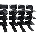 16 Pack - 7 inch Black Hidden L Shelf Bracket (1/5 Inch Thicked) Iron Floating Shelf Brackets Rustic Industrial Metal Brackets for Shelf Support