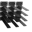16 Pack - 9 inch Black Hidden L Shelf Bracket (1/5 Inch Thicked) Iron Floating Shelf Brackets Rustic Industrial Metal Brackets for Shelf Support