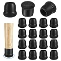 16 Pack Chair Leg Floor Protectors for Hardwood Floors, Round Rubber Furniture Sliders, 360°Felt Pad Bottom Wrapped Thickening Silicone Furniture Legs Caps Covers(Round,Black-M)