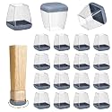 16 Pack Chair Leg Floor Protectors for Hardwood Floors, Round Rubber Furniture Sliders, 360°Felt Pad Bottom Wrapped Thickening Silicone Furniture Legs Caps Covers(Square,Clear-Gray-M Plus)