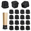 16 Pack Chair Leg Floor Protectors for Hardwood Floors, Square Rubber Furniture Sliders, 360°Felt Pad Bottom Wrapped Thickening Silicone Furniture Legs Caps Covers(Square,Black-M)