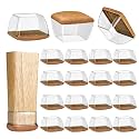 16 Pack Chair Leg Floor Protectors for Hardwood Floors, Rubber Furniture Sliders, 360°Felt Pad Bottom Wrapped Thickening Silicone Furniture Legs Caps Covers (M(L:1.3-1.7",W:0.6-0.9"), Rectangular)