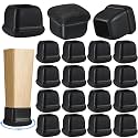 16 Pack Chair Leg Floor Protectors for Hardwood Floors, Square Rubber Furniture Sliders, 360°Felt Pad Bottom Wrapped Thickening Silicone Furniture Legs Caps Covers(Square,Black-XL)