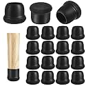 16 Pack Chair Leg Floor Protectors for Hardwood Floors, Round Rubber Furniture Sliders, 360°Felt Pad Bottom Wrapped Thickening Silicone Furniture Legs Caps Covers(Round,Black-L)