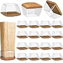 16 Pack Chair Leg Floor Protectors for Hardwood Floors, Rubber Furniture Sliders, 360°Felt Pad Bottom Wrapped Thickening Silicone Furniture Legs Caps Covers (L(L:1.3-1.7",W:0.9-1.2"), Rectangular)