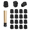 16 Pack Chair Leg Floor Protectors for Hardwood Floors, Square Rubber Furniture Sliders, 360°Felt Pad Bottom Wrapped Thickening Silicone Furniture Legs Caps Covers(Square,Black-S)